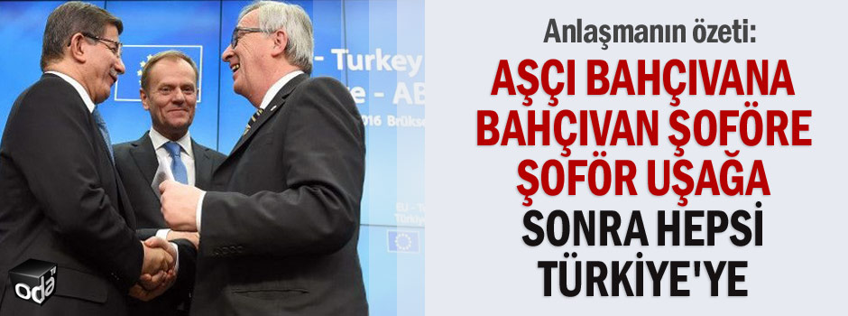 Aşçı bahçıvana, bahçıvan şoföre, şoför uşağa sonra hepsi Türkiye'ye