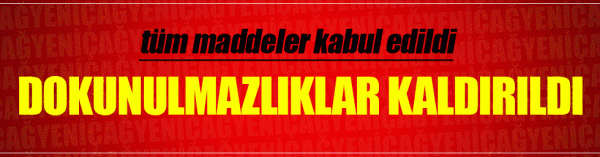 Dokunulmazlıklar kaldırıldı: 376 oyla kabul edildi!